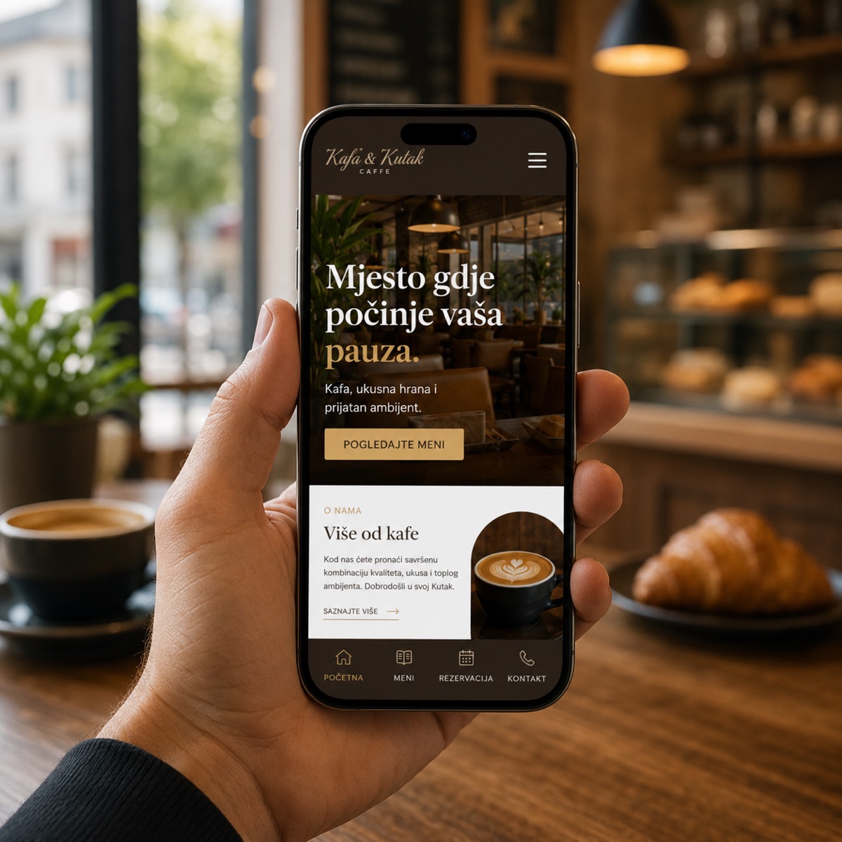 Koncept mobilne web stranice za kafić