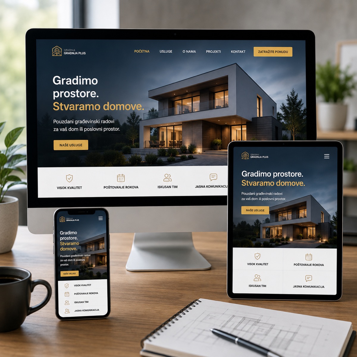 Koncept web stranice za građevinsku firmu